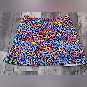 TZU TZU Party Cat Leopard Animal Print Layered Golf Tennis Knit Skort Medium